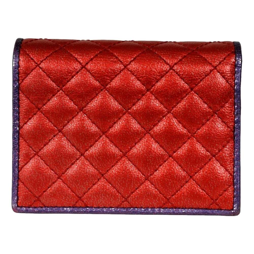 Gucci Zumi Nappa Trapunata Quilted Card Case Wallet Metallic Red
